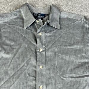 Polo Ralph Lauren Shirt Men 16 1/2  34/35 Gray Andrew Classic Fit Oxford Career